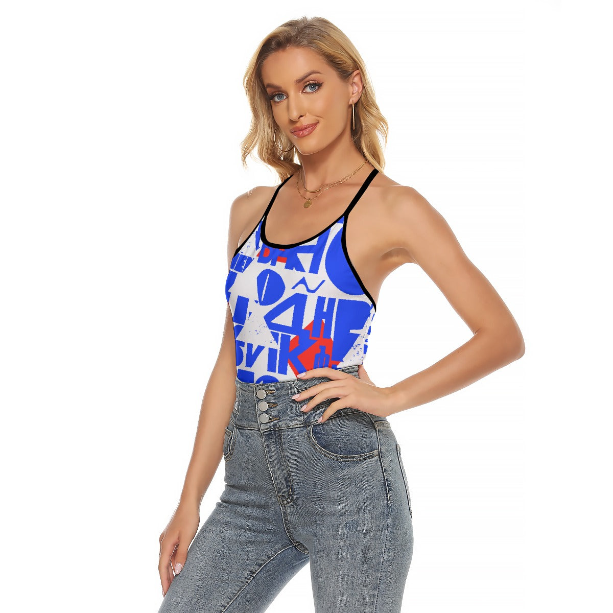 All-Over Print Women's Criss-Cross Open Back Tank Top