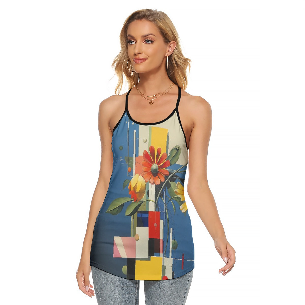 All-Over Print Women's Criss-Cross Open Back Tank Top