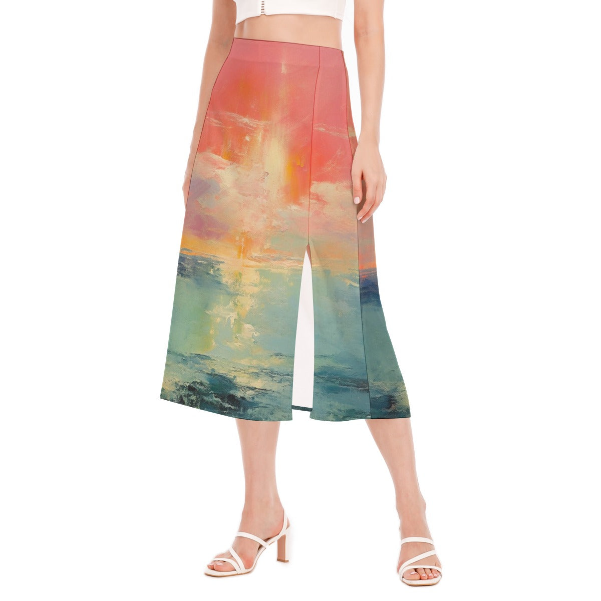 All-Over Print Women's High Slit Long Skirt