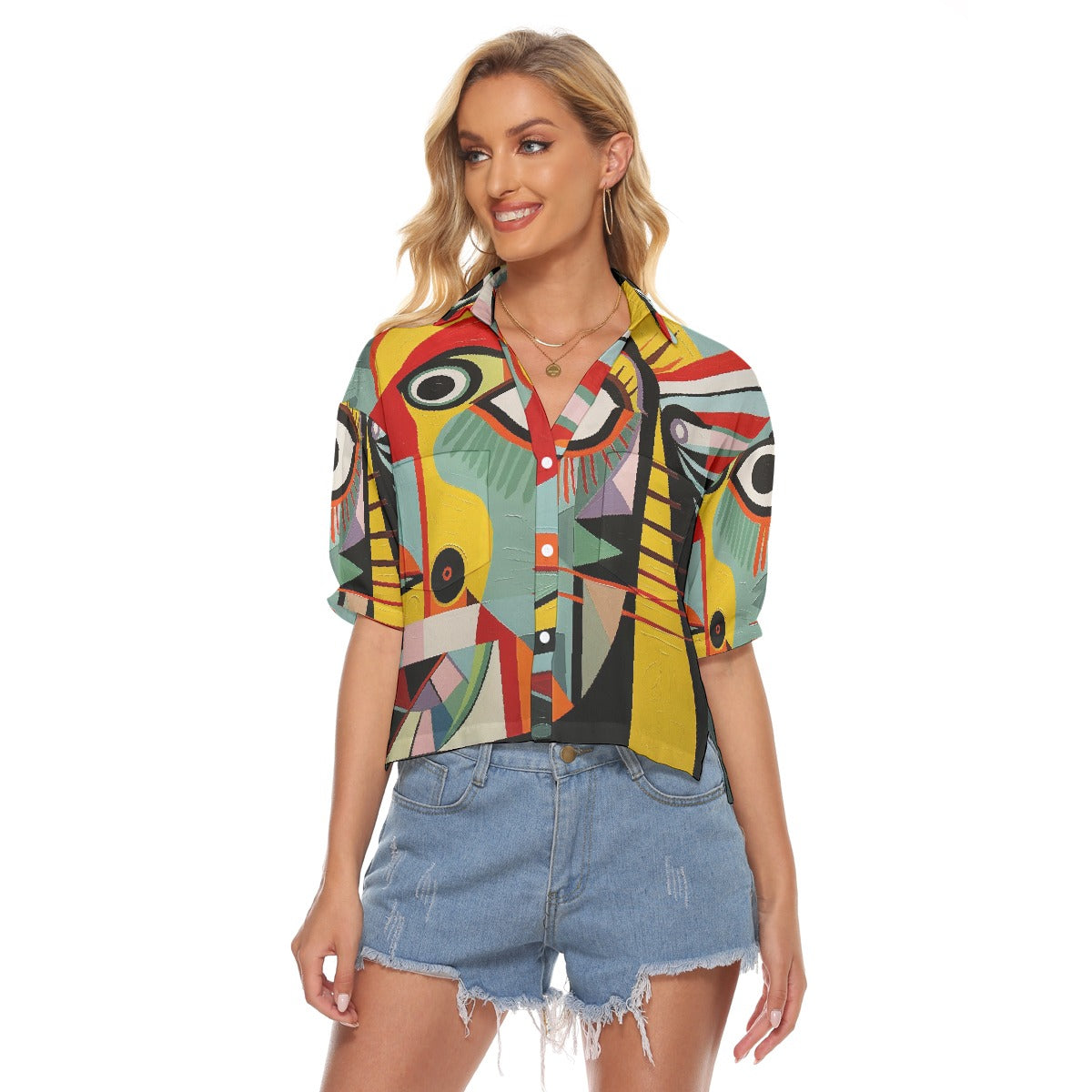 All-Over Print Women's V-neck Shirts