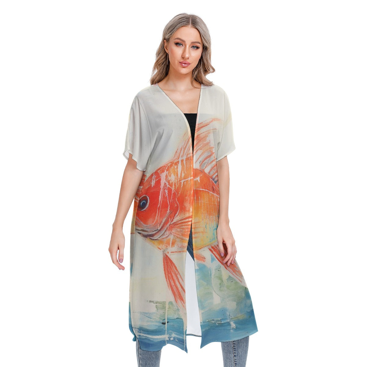 All-Over Print Women's Short Sleeve Cardigan