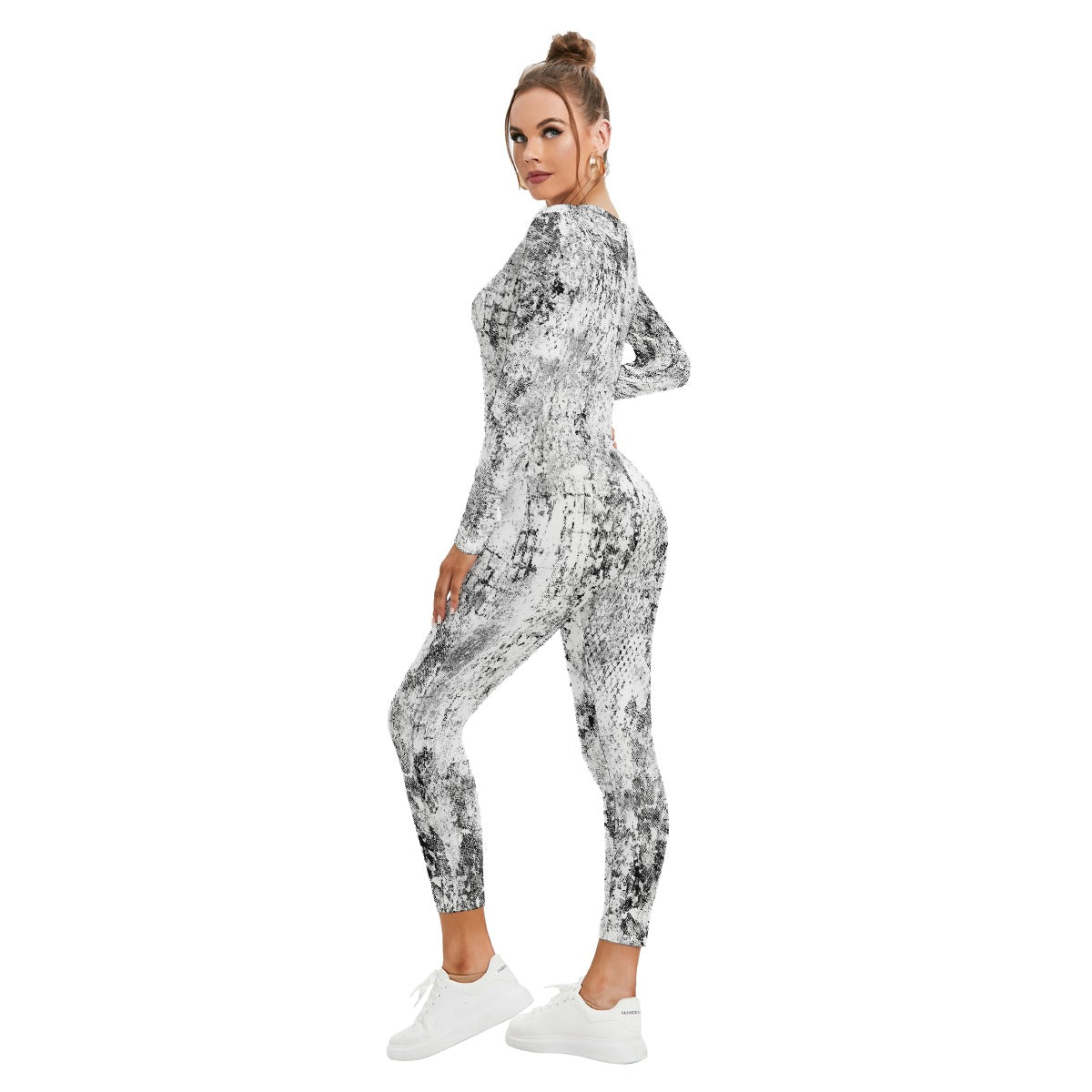 All-Over Print Women's Plunging Neck Jumpsuit