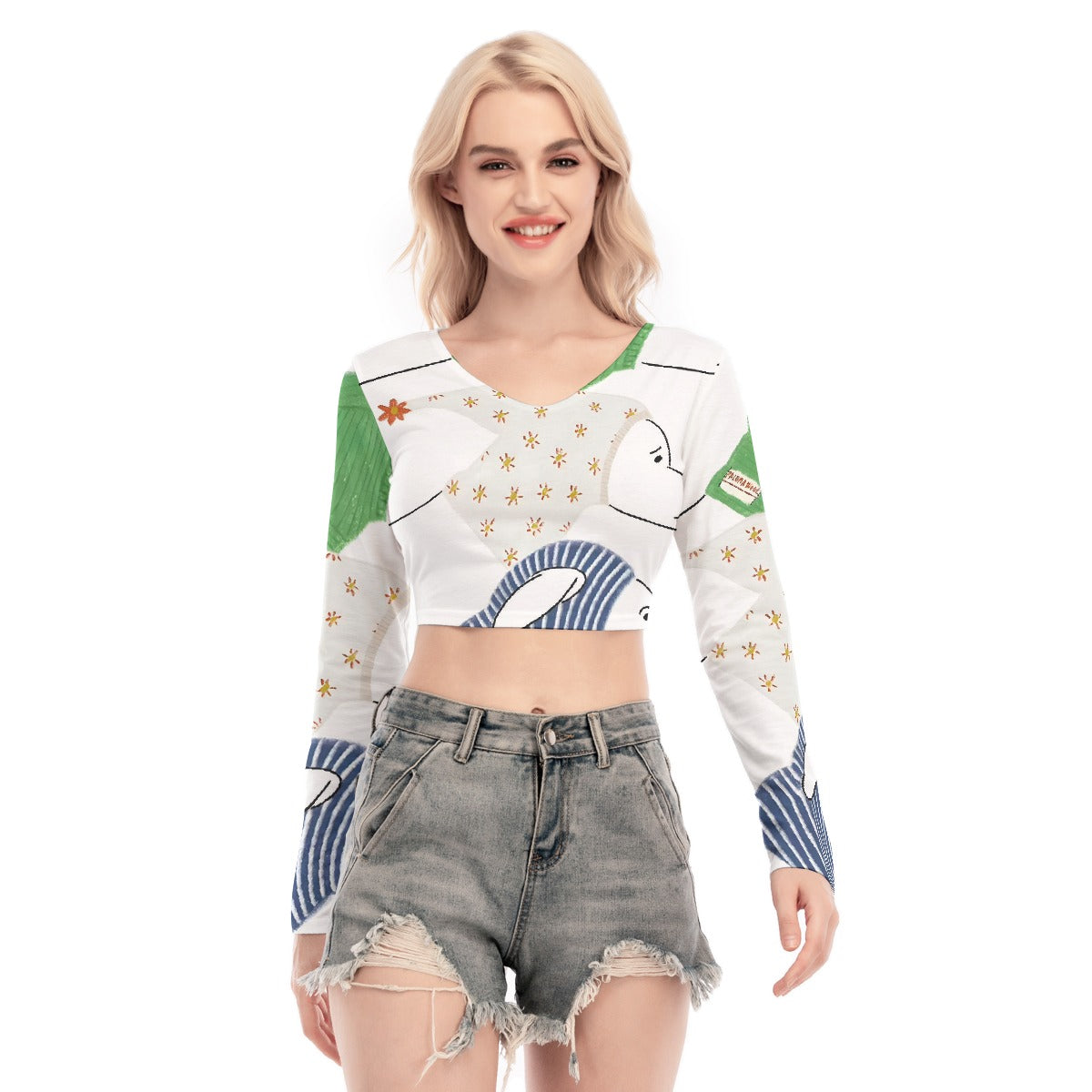 All-Over Print Women's Back Hollow T-shirt With Strap