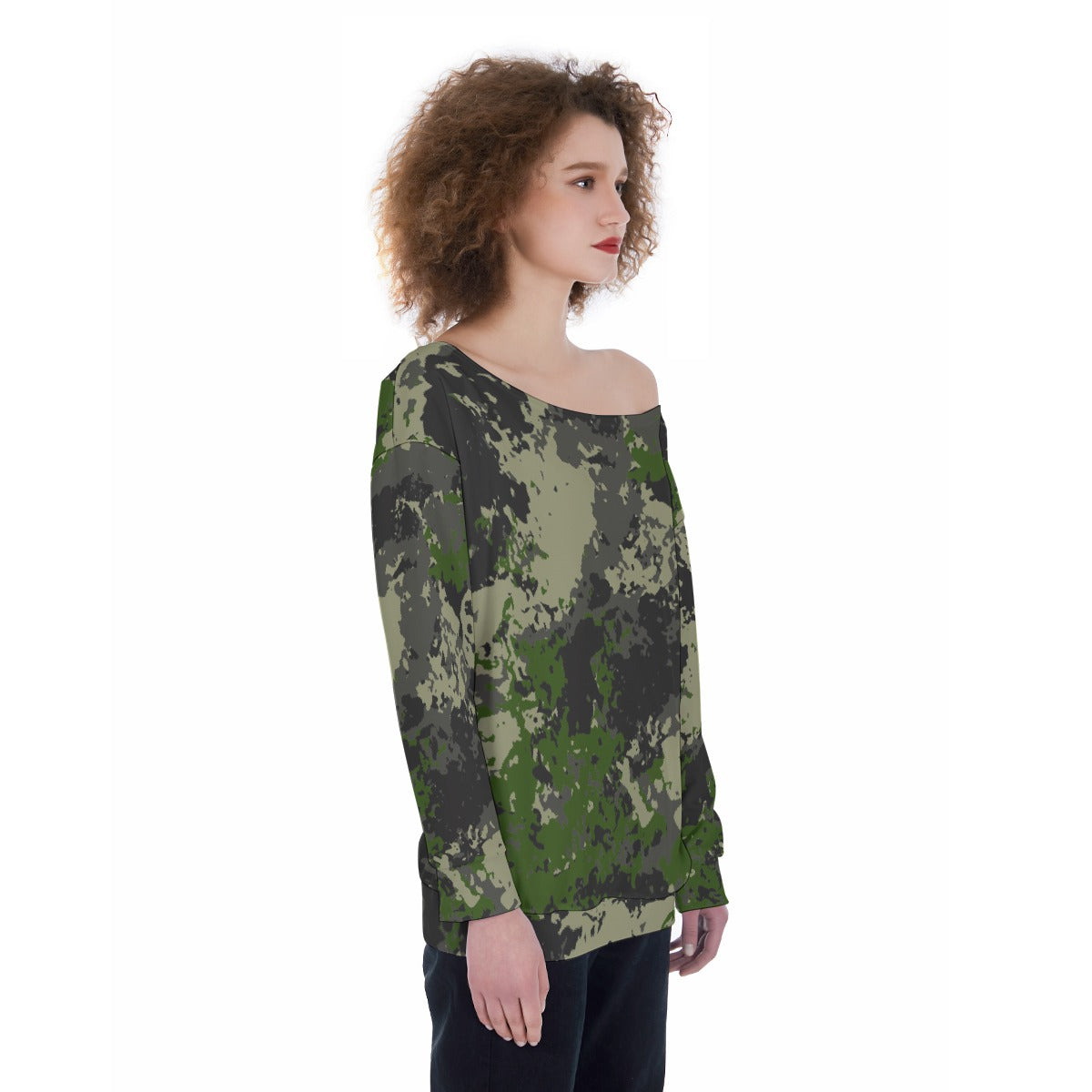 All-Over Print Oversized Women's Off-Shoulder Sweatshirt