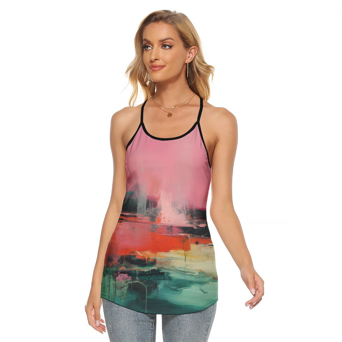 All-Over Print Women's Criss-Cross Open Back Tank Top