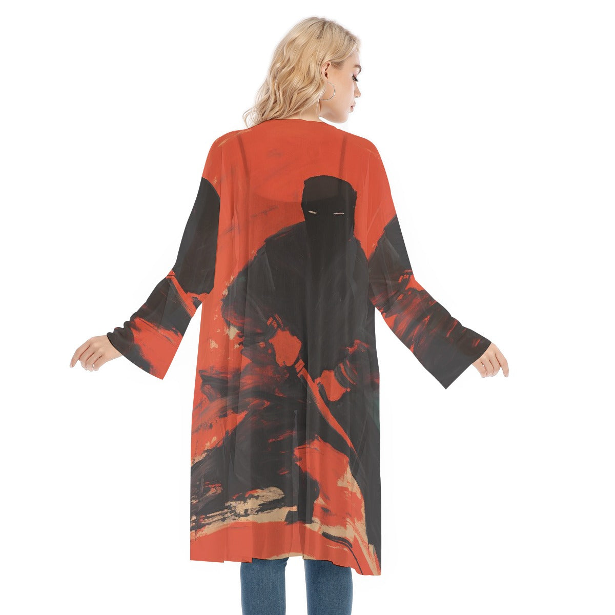 All- Over Print Women's Long Sleeve Mesh Cardigan