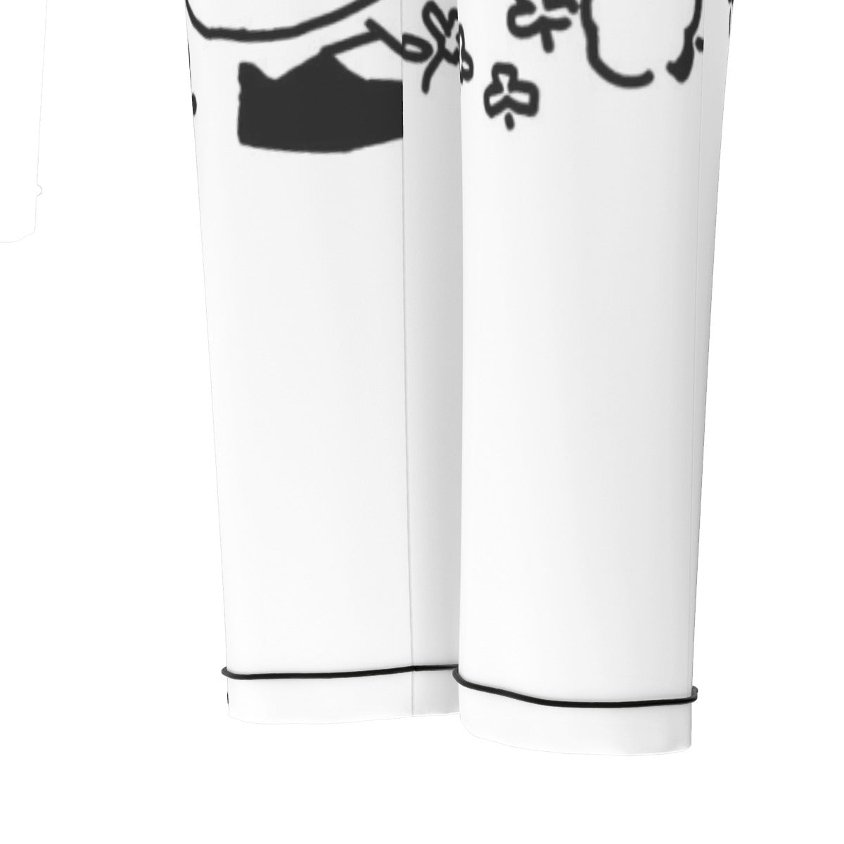 All-Over Print Women's Long Sleeve Pajama Set With Black Contrast Piping