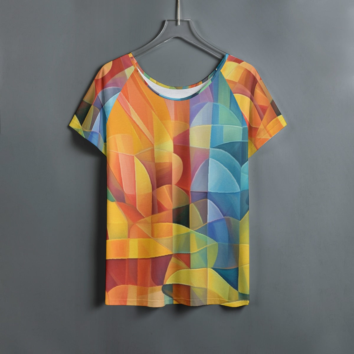 All-Over Print Women's Round Neck T-shirt With Raglan Sleeve