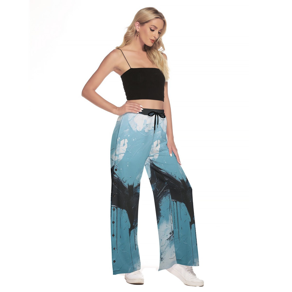 All-Over Print Women's Side Slit Snap Button Trousers