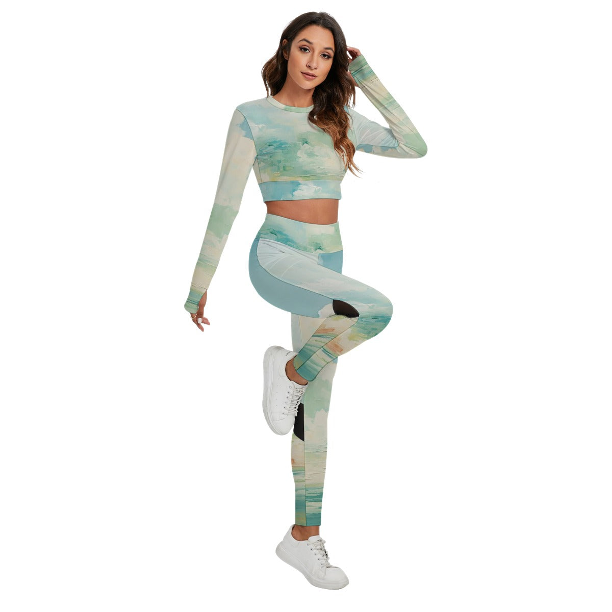 All-Over Print Women's Sport Set With Backless Top And Leggings