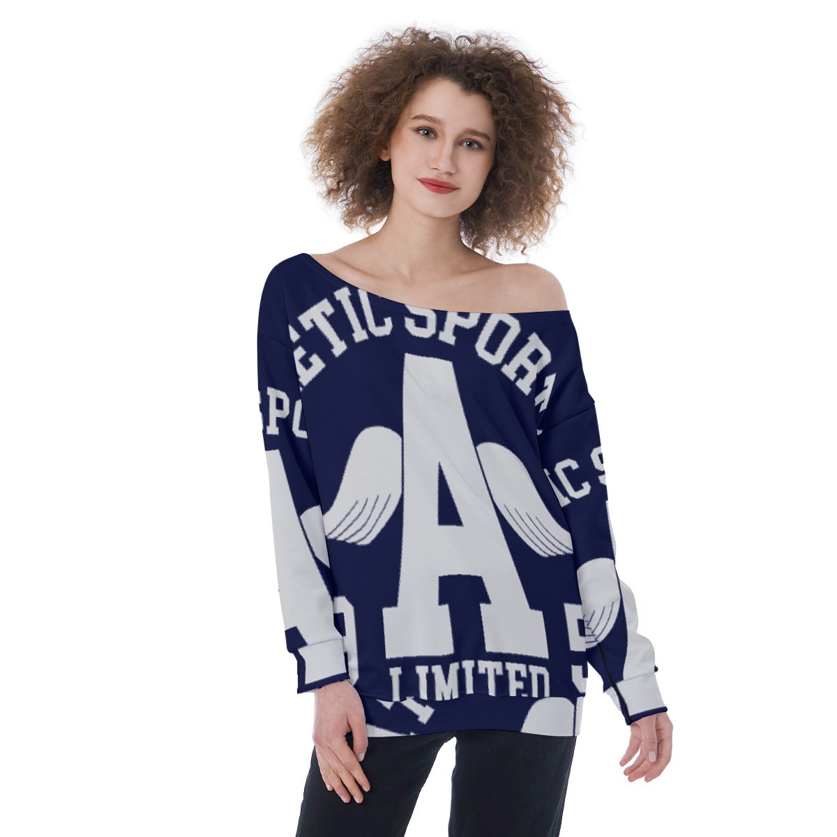 All-Over Print Oversized Women's Off-Shoulder Sweatshirt