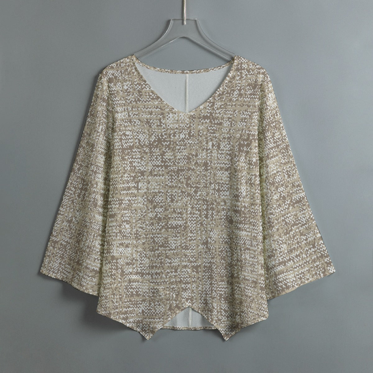 All-Over Print Women's V-neck T-shirt With Irregular Hem