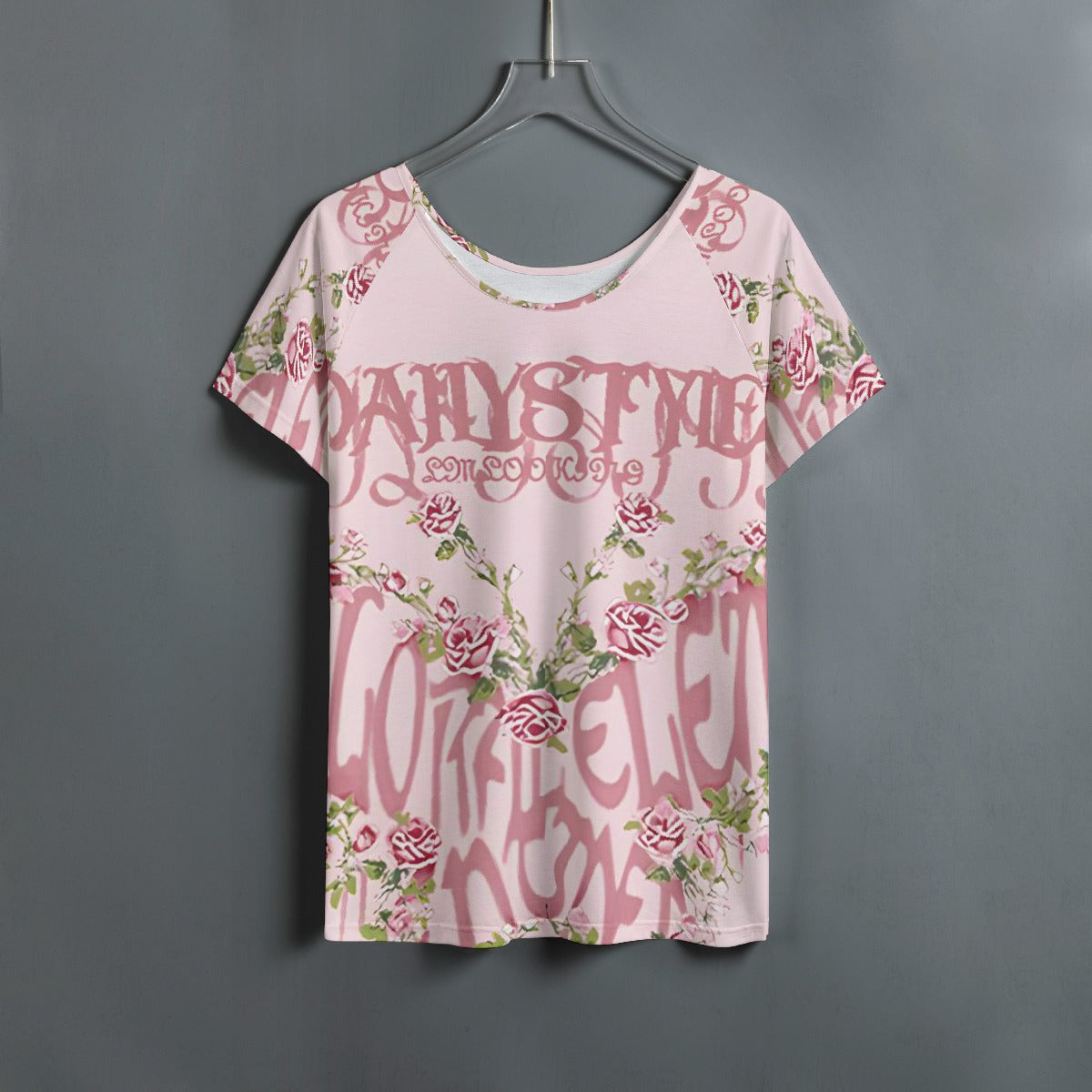 All-Over Print Women's Round Neck T-shirt With Raglan Sleeve