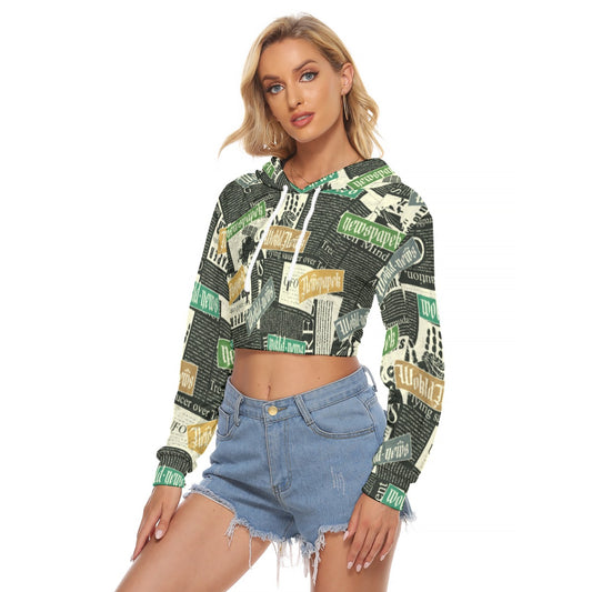 All-Over Print Women's Crop Top Hoodie|Velvet