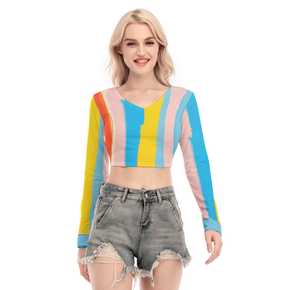 All-Over Print Women's Back Hollow T-shirt With Strap