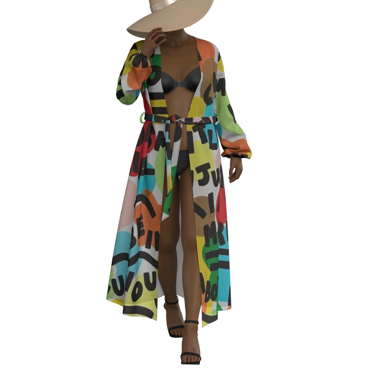 All-Over Print Women's Lace-up Chiffon Robe