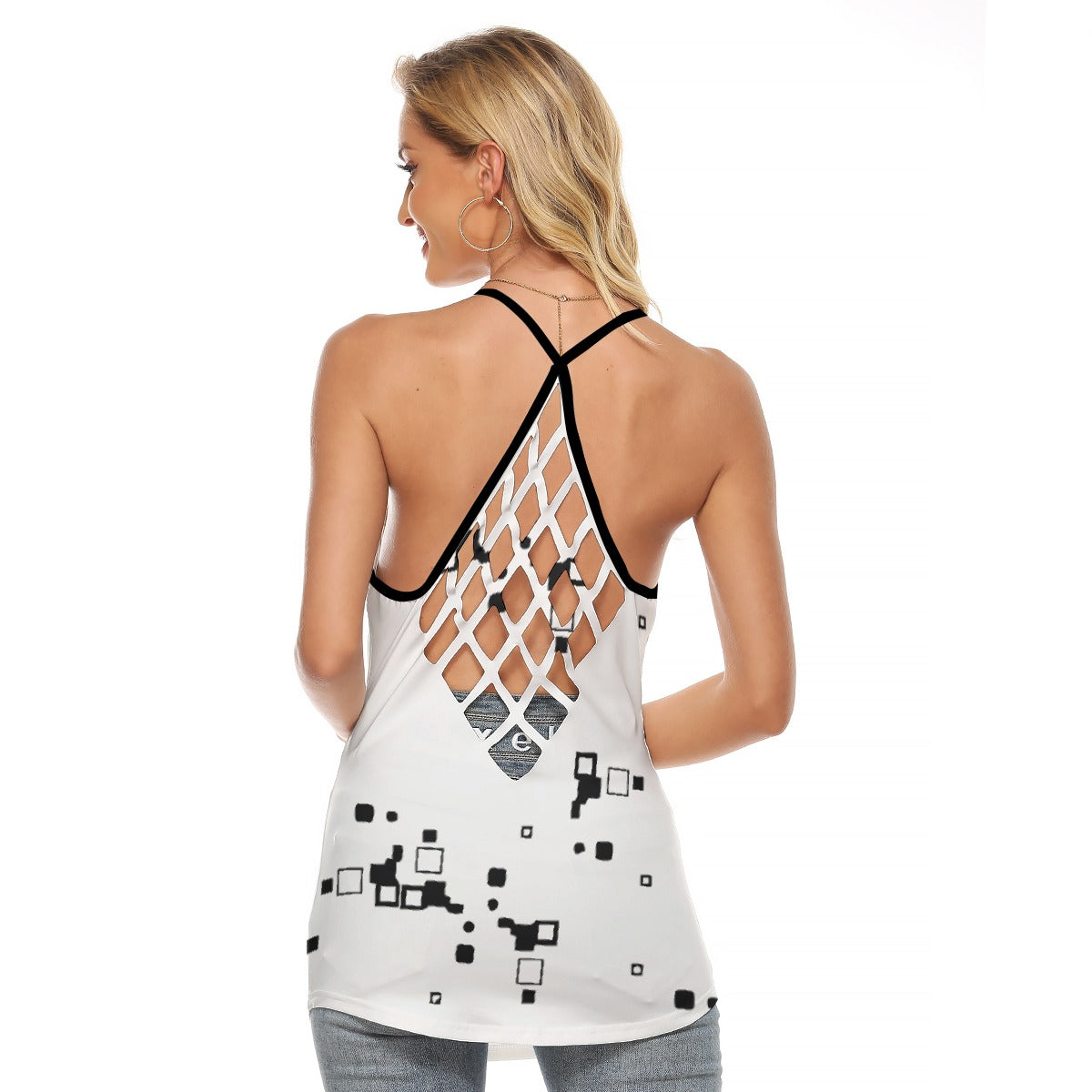 All-Over Print Women's Criss-Cross Open Back Tank Top