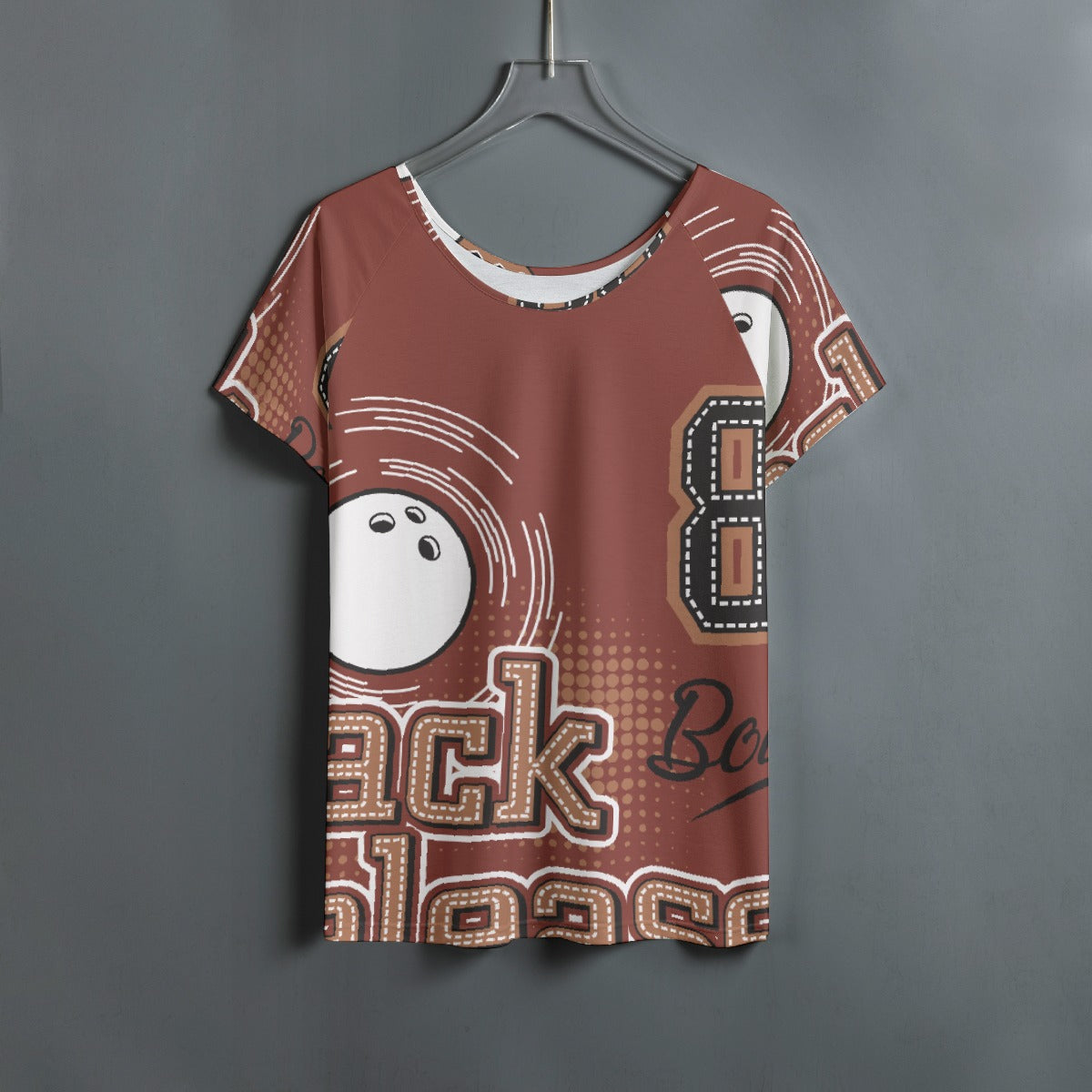 All-Over Print Women's Round Neck T-shirt With Raglan Sleeve