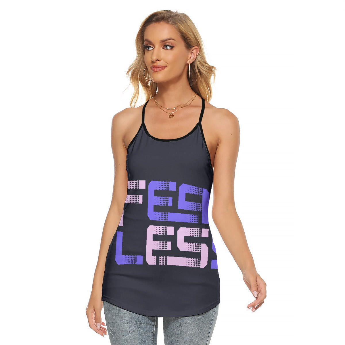 All-Over Print Women's Criss-Cross Open Back Tank Top