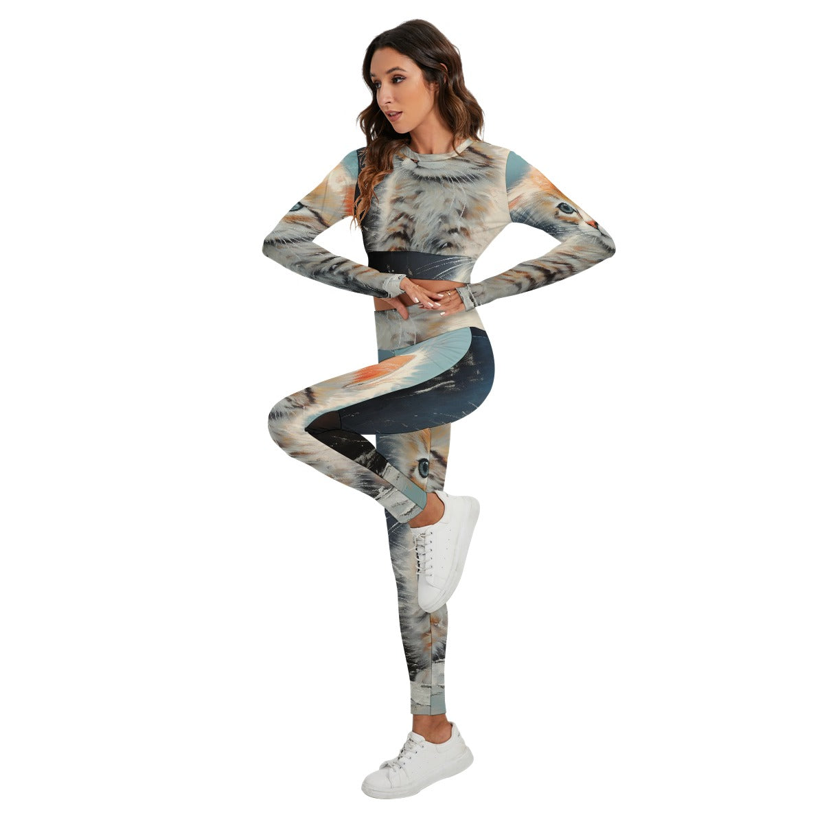 All-Over Print Women's Sport Set With Backless Top And Leggings