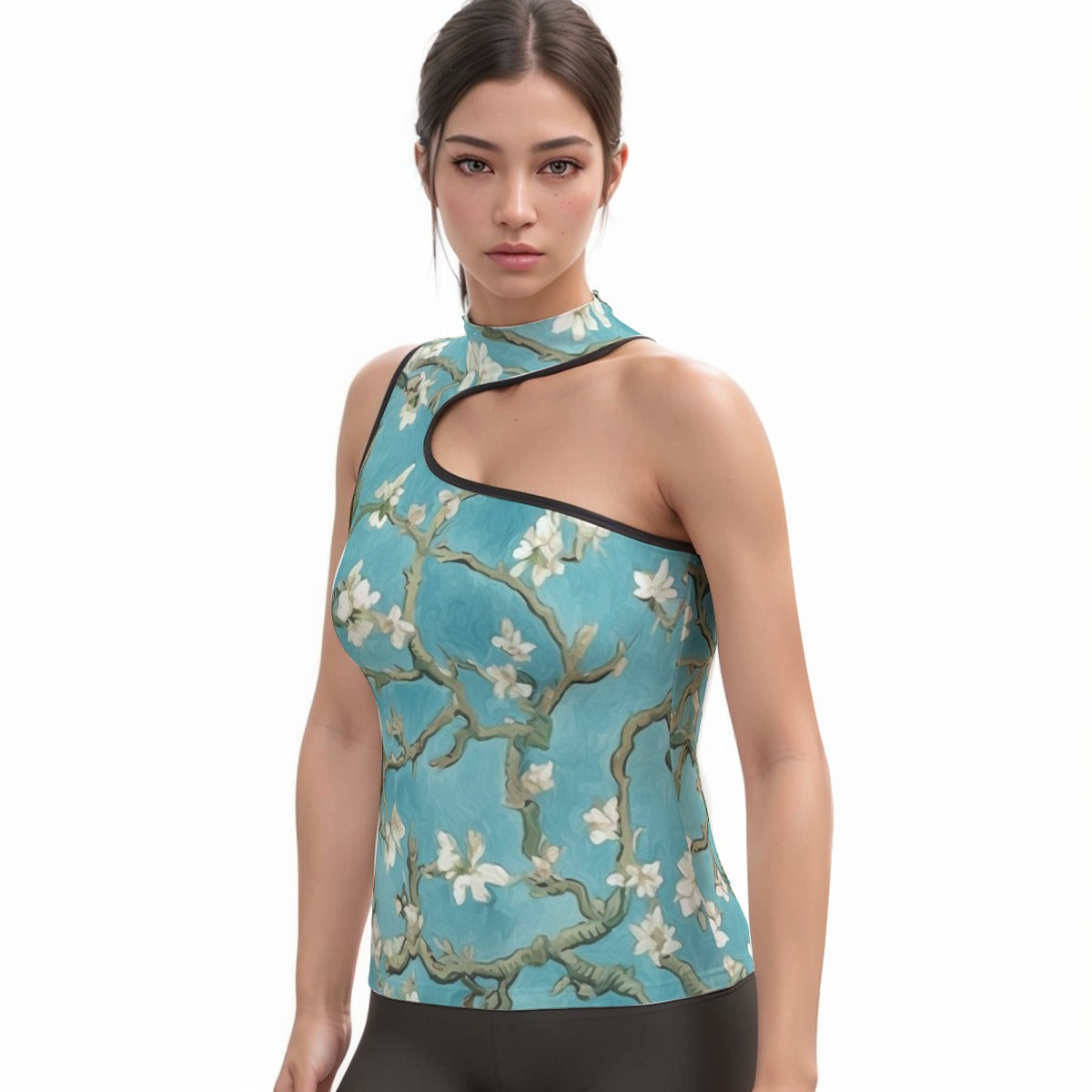All-Over Print Women's Halter Sleeveless Asymmetrical Tank Top