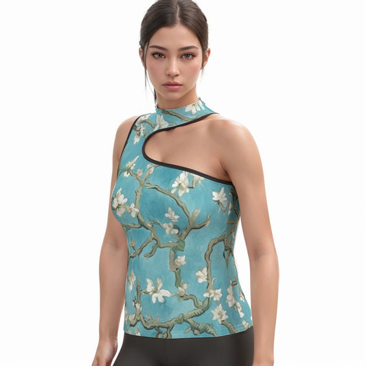 All-Over Print Women's Halter Sleeveless Asymmetrical Tank Top