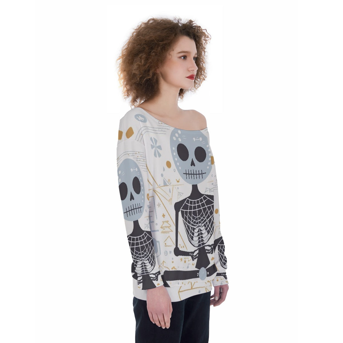 All-Over Print Oversized Women's Off-Shoulder Sweatshirt
