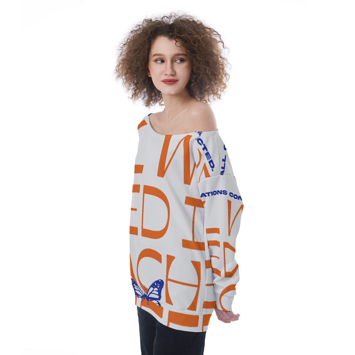 All-Over Print Oversized Women's Off-Shoulder Sweatshirt