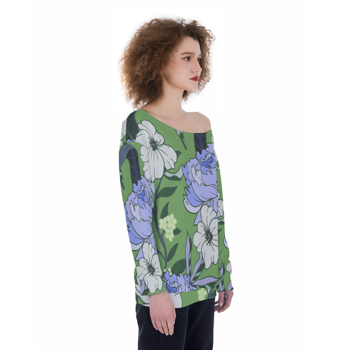 All-Over Print Oversized Women's Off-Shoulder Sweatshirt