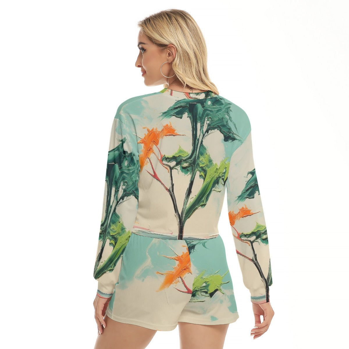 All-Over Print Women's Short Sweatshirt And Pants Suit