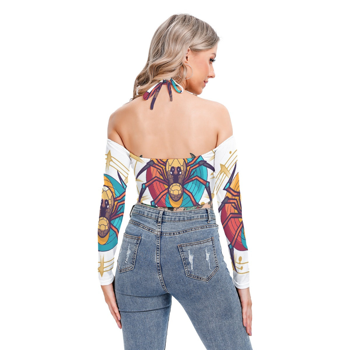 All-Over Print Women's Halter Lace-up Top