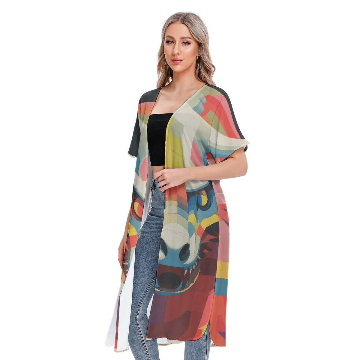 All-Over Print Women's Short Sleeve Cardigan