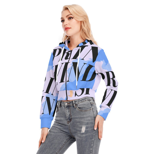 All-Over Print Women's Crop Top Hoodie With Zipper Closure