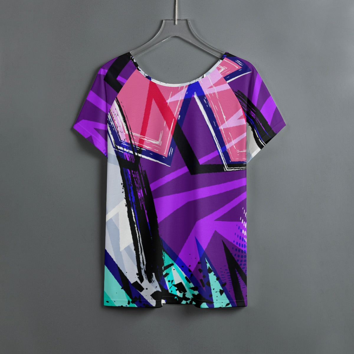 All-Over Print Women's Round Neck T-shirt With Raglan Sleeve