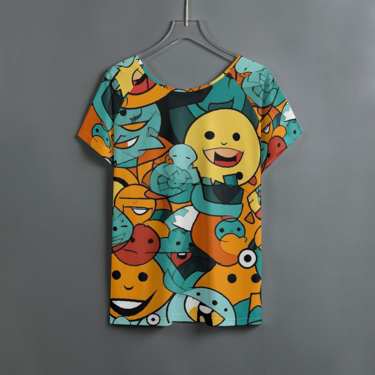 All-Over Print Women's Round Neck T-shirt With Raglan Sleeve