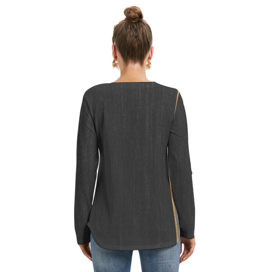 All-Over Print Women's Long Sleeve Neckline Tie Sweatshirt