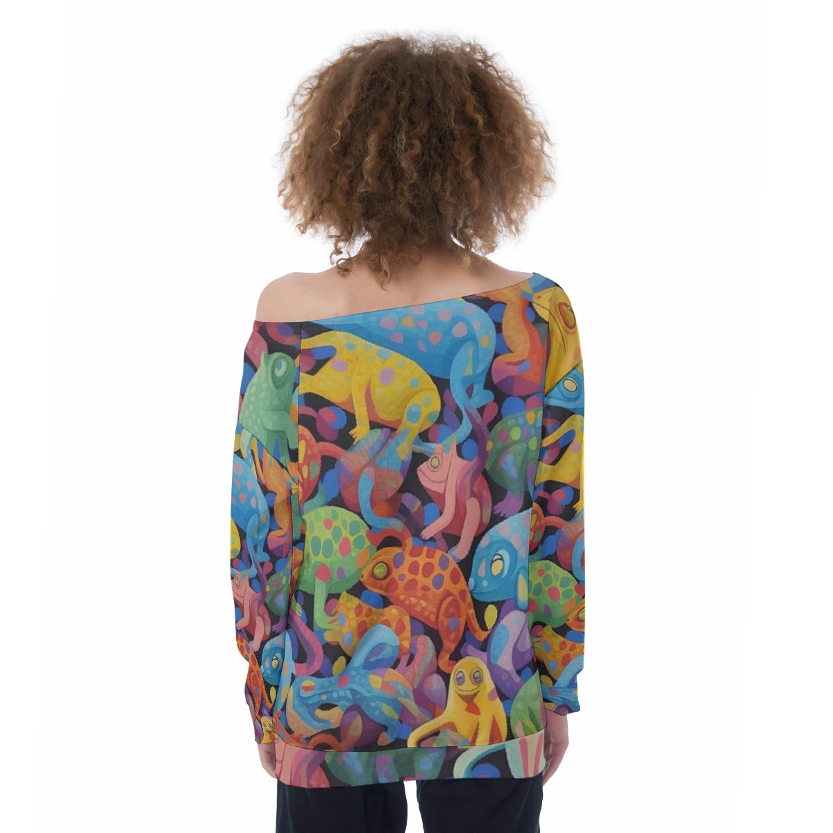 All-Over Print Oversized Women's Off-Shoulder Sweatshirt