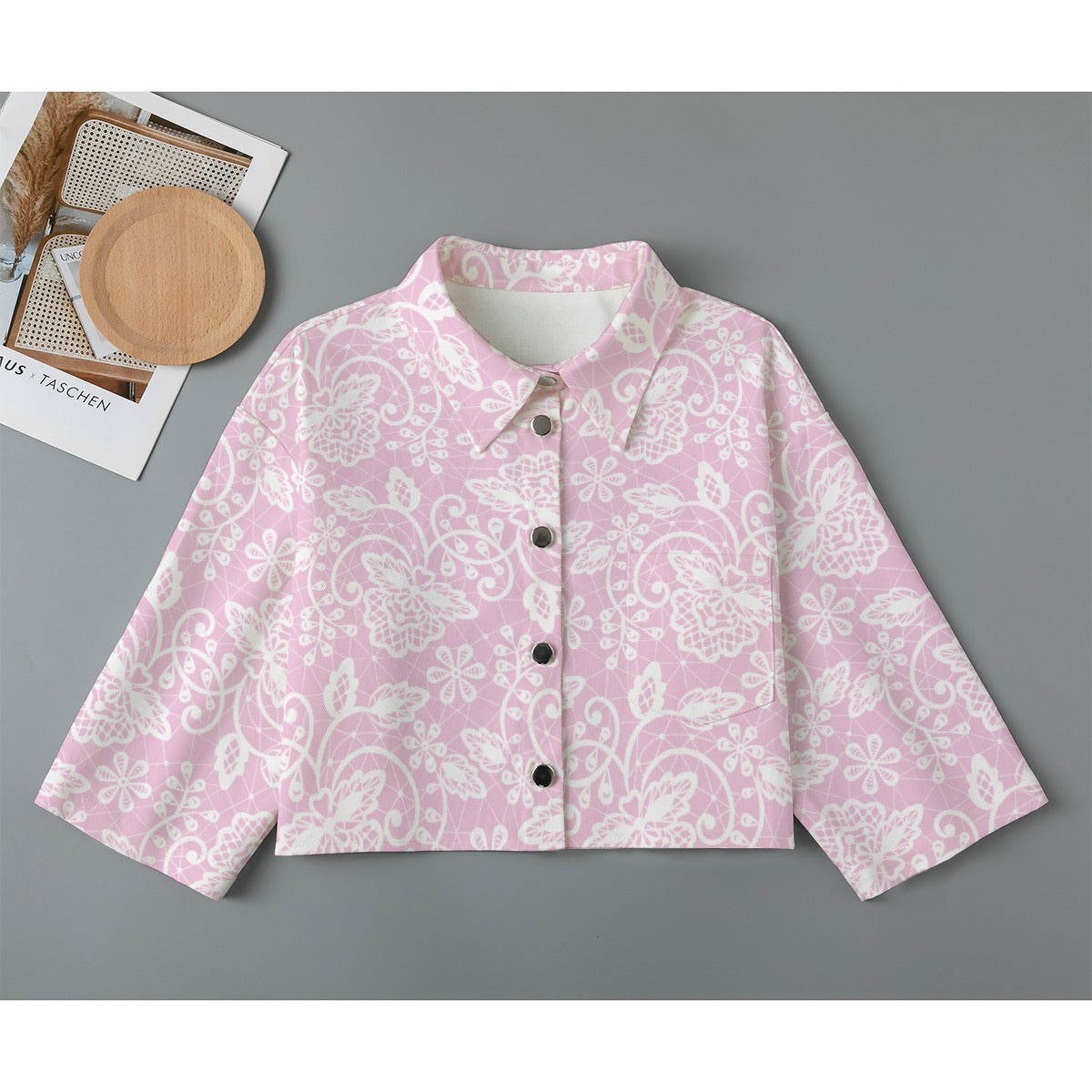 All-Over Print Women's Cropped Jacket | 245GSM Cotton
