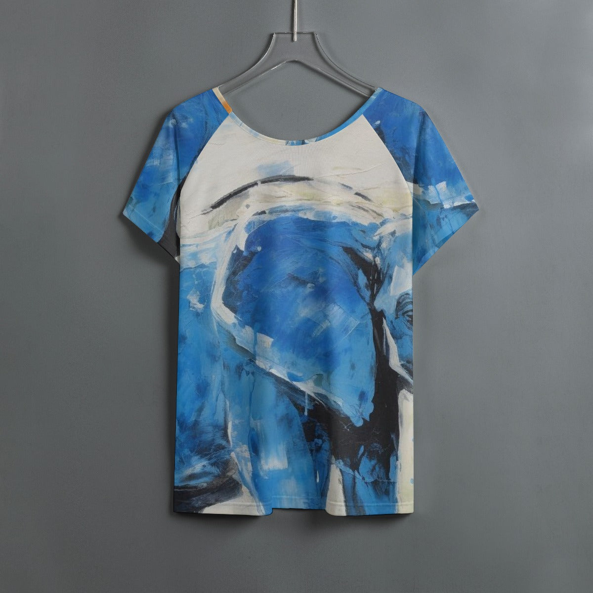 All-Over Print Women's Round Neck T-shirt With Raglan Sleeve