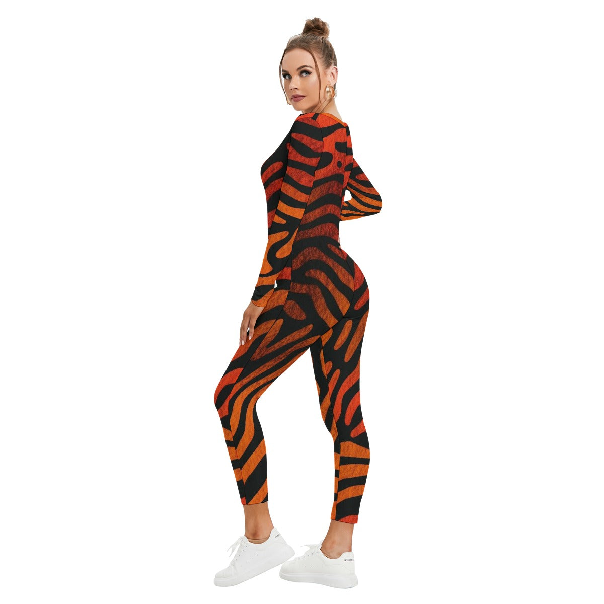 All-Over Print Women's Plunging Neck Jumpsuit