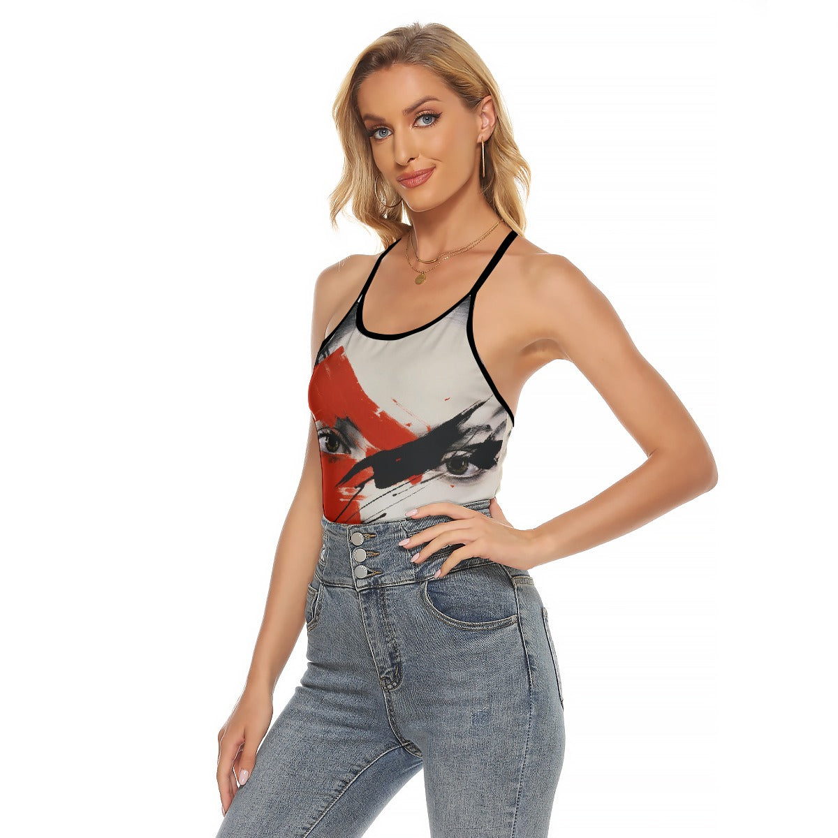 All-Over Print Women's Criss-Cross Open Back Tank Top