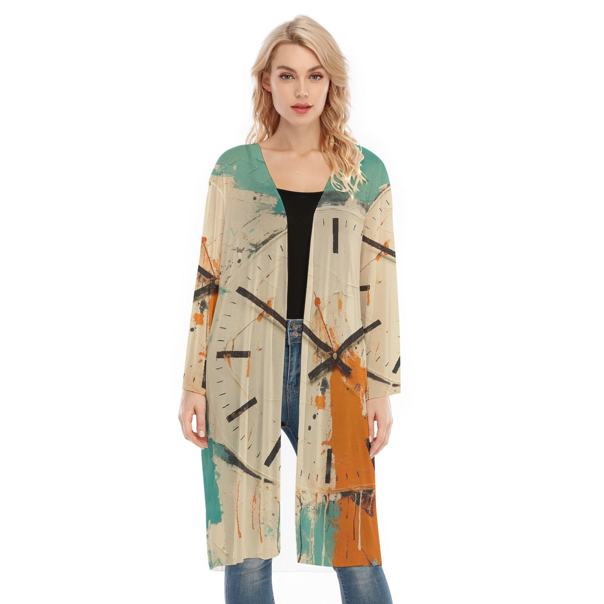 All- Over Print Women's Long Sleeve Mesh Cardigan