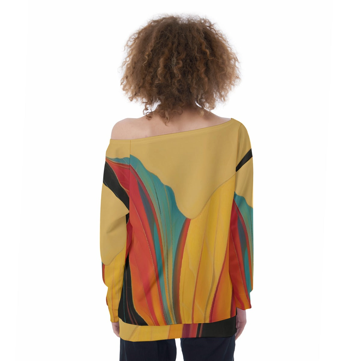 All-Over Print Oversized Women's Off-Shoulder Sweatshirt