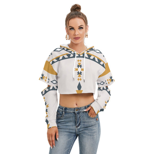 All-Over Print Women's Heavy Fleece Hoodie With Hollow Out Sleeve