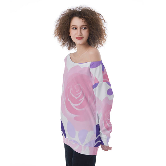 All-Over Print Oversized Women's Off-Shoulder Sweatshirt