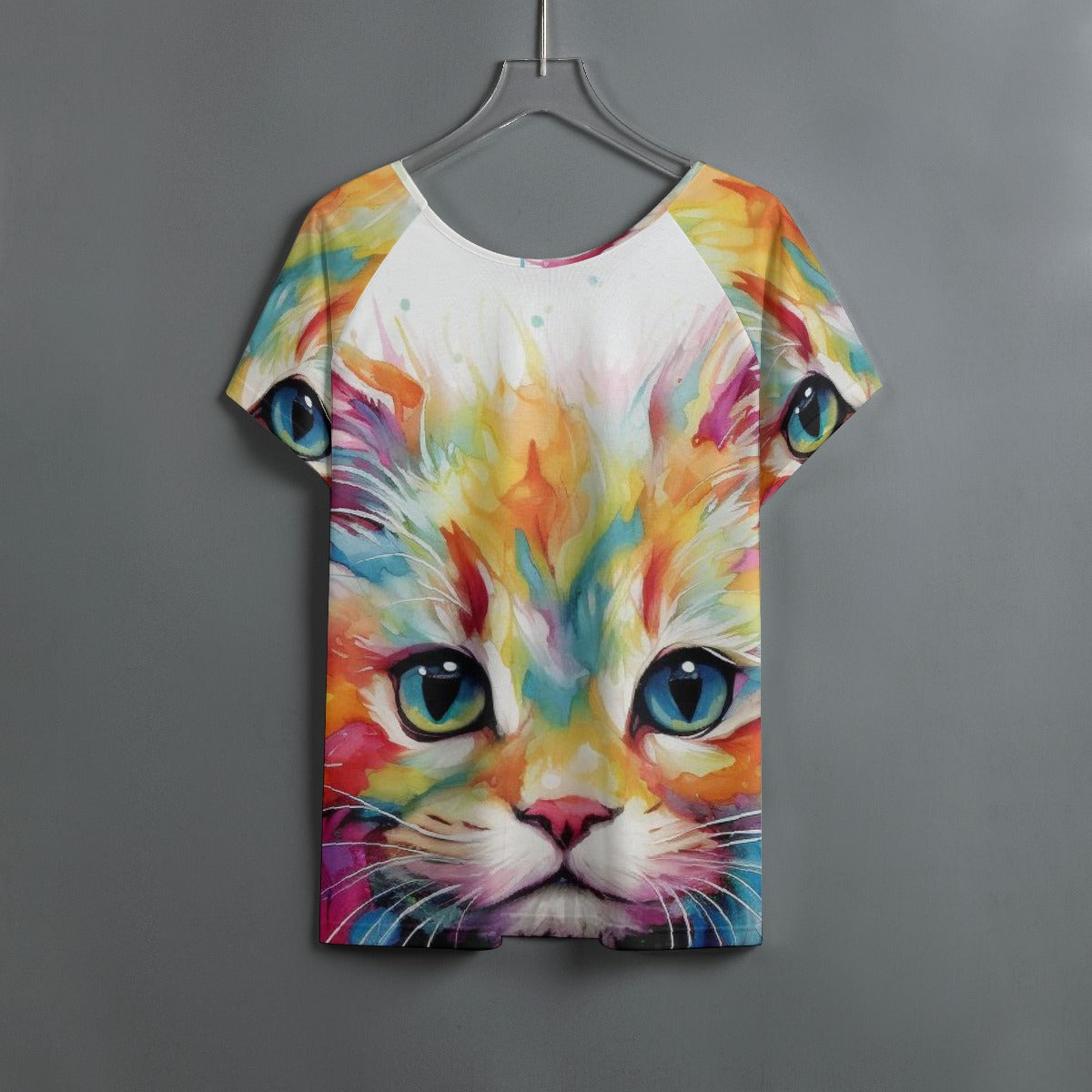 All-Over Print Women's Round Neck T-shirt With Raglan Sleeve