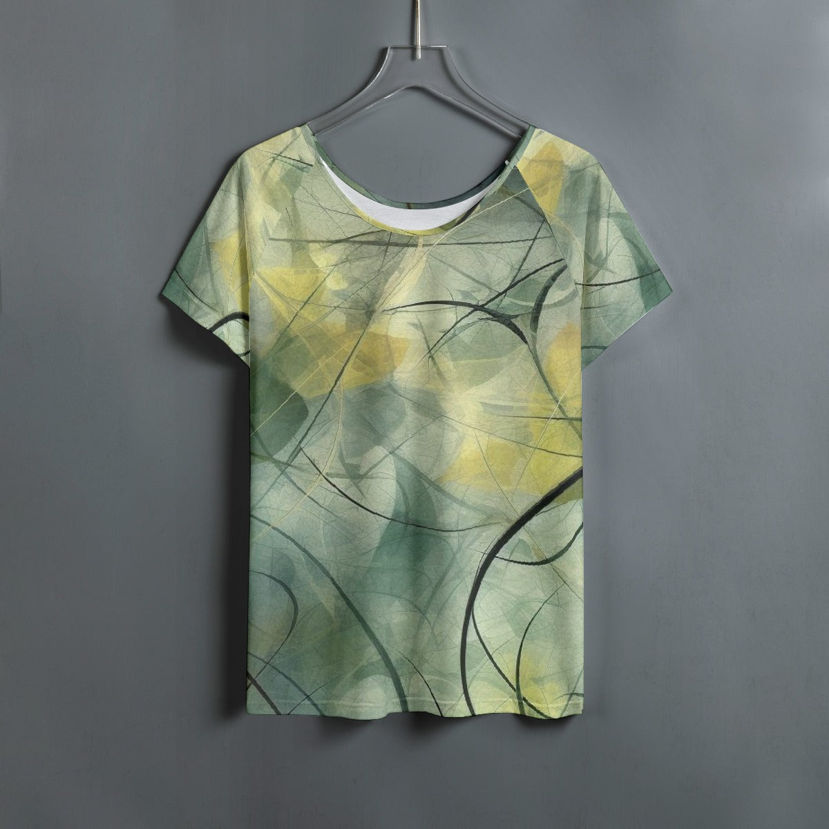 All-Over Print Women's Round Neck T-shirt With Raglan Sleeve