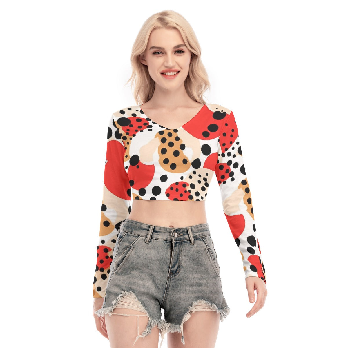 All-Over Print Women's Back Hollow T-shirt With Strap