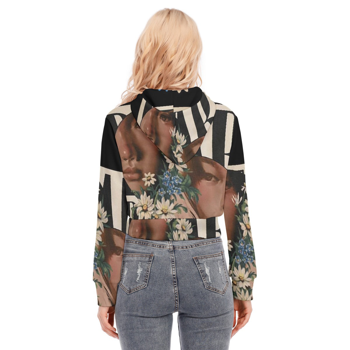 All-Over Print Women's Crop Top Hoodie With Zipper Closure