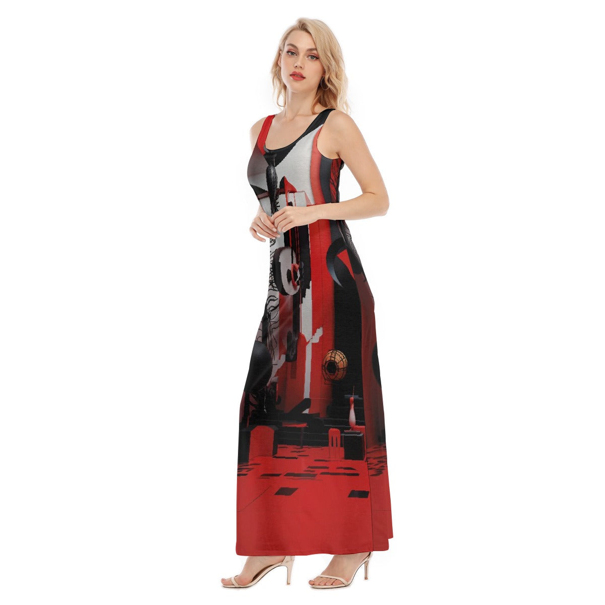 All-Over Print Women's Vest Dress | Length To Ankle